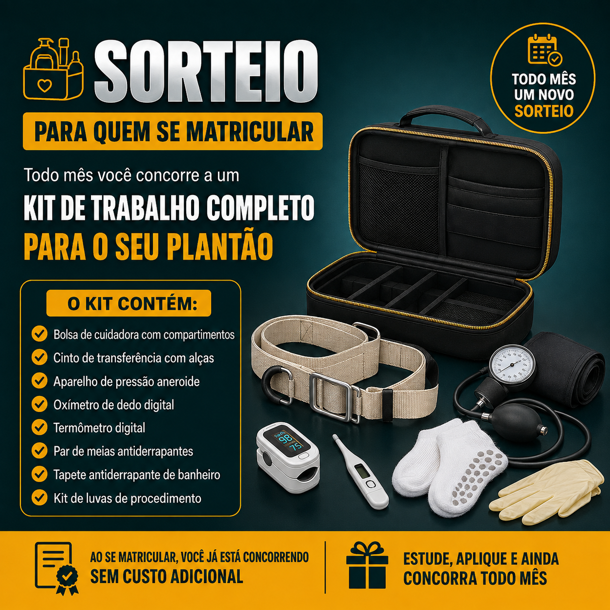 Kit sorteado mensalmente entre as alunas do Plano Profissional