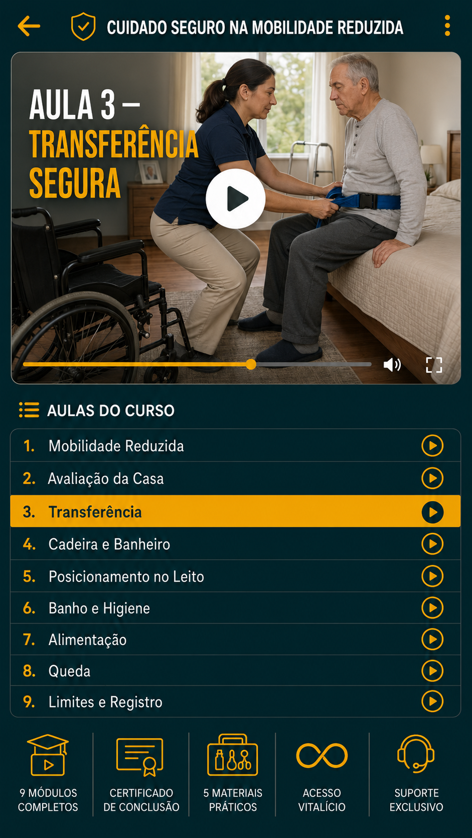 Vídeo aula: Transferência: cadeira, vaso e banho